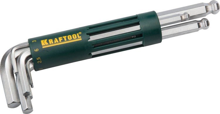 Набор KRAFTOOL: Ключи имбусовые длинные с шариком, Cr-Mo сталь, держатель-рукоятка, HEX 2-10мм, 8 пред,  ( 27431-2_z01 )