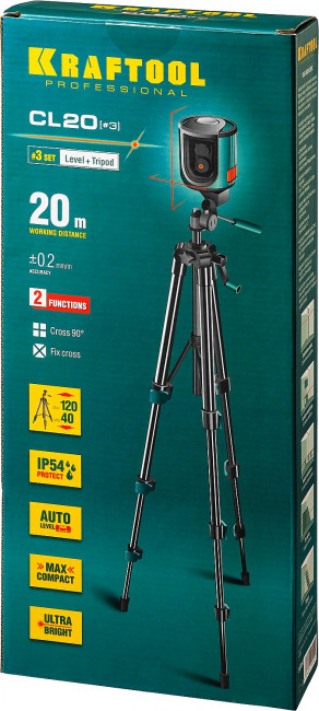 CL20 #3 Нивелир лазерный линейный, элевационный штатив ST-120 (39-120см), чехол, 20м, IP54, точн. 0,2 мм/м, KRAFTOOL,  ( 34700-3 ) CL20 #3 Нивелир лазерный линейный, элевационный штатив ST-120 (39-120см), чехол, 20м, IP54, точн. 0,2 мм/м, KRAFTOOL,  ( 34700-3 )