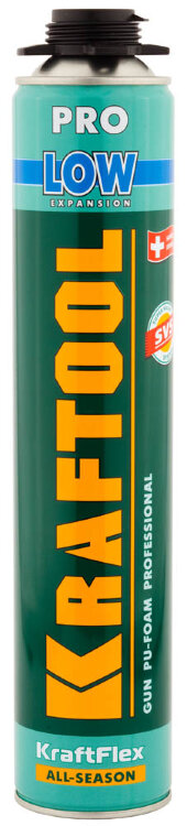 LOW EXPANSION пена монтажная с низким расширением, пистолетная, всесезонная, 800мл, SVS, KRAFTOOL,  ( 41181_z01 )