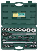Набор торцовых головок KRAFTOOL "INDUSTRIE QUALITAT" (3/4"), Cr-V, пластиковый кейс, 20 предметов  ,  ( 27895-H20_z01 )