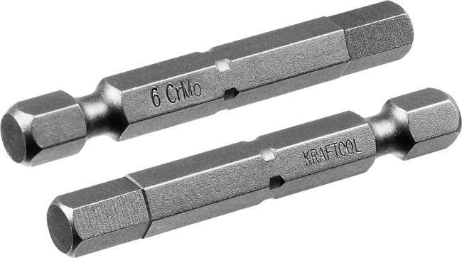 Биты "X-DRIVE" торсионные кованые, обточенные, KRAFTOOL 26127-6-50-2, Cr-Mo сталь, тип хвостовика E 1/4", HEX6, 50мм, 2шт,  ( 26127-6-50-2 )