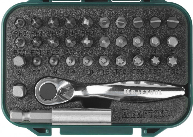 Набор бит "EXPERT"с мини трещоткой 1/4", KRAFTOOL 26157-H33, 33 предмета, ( 26157-H33 ) Набор бит "EXPERT"с мини трещоткой 1/4", KRAFTOOL 26157-H33, 33 предмета, ( 26157-H33 )