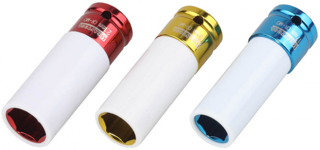 Торцовые головки KRAFTOOL "INDUSTRIE QUALITAT" удар. в наб, тонкостенные, Cr-Mo, фосфатир, FLANK, 1/2", 17-21мм, 3шт,  ( 27943-H3 )