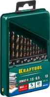 KRAFTOOL COBALT 13шт(1.5-6.5мм), Набор сверл по металлу HSS-Co(8%), сталь М42(S2-10-1-8) ( 29656-H13 )
