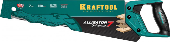 Ножовка универсальная "Alligator 7", 450 мм, 7 TPI 3D зуб, KRAFTOOL ( 15004-45_z01 )