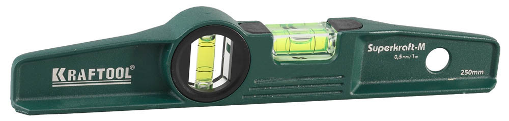 Уровень KRAFTOOL "SUPERKRAFT-M" литой, 2 ампулы, 0,5 мм/м, 250 мм,  ( 34717-025 )