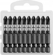 Биты KRAFTOOL Impact Pro, Philips, тип хвостовика E 1/4", PH2, 50мм, 10шт, в пластиковом боксе ( 26191-2-50-S10 )