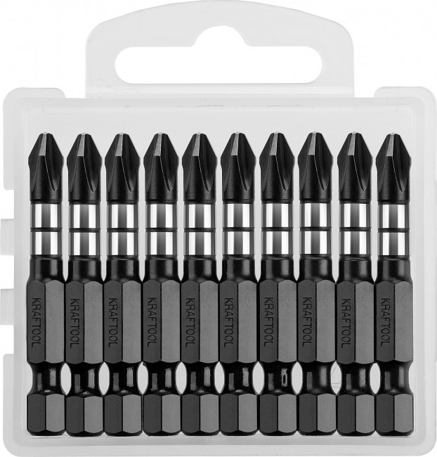 Биты KRAFTOOL Impact Pro, Philips, тип хвостовика E 1/4", PH2, 50мм, 10шт, в пластиковом боксе ( 26191-2-50-S10 ) Биты KRAFTOOL Impact Pro, Philips, тип хвостовика E 1/4", PH2, 50мм, 10шт, в пластиковом боксе ( 26191-2-50-S10 )