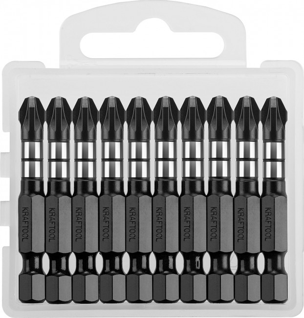Биты KRAFTOOL Impact Pro, Pozidriv, тип хвостовика E 1/4", PZ3, 50мм, 10шт, в пластиковом боксе ( 26193-3-50-S10 ) Биты KRAFTOOL Impact Pro, Pozidriv, тип хвостовика E 1/4", PZ3, 50мм, 10шт, в пластиковом боксе ( 26193-3-50-S10 )