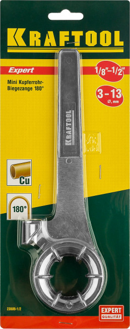 Трубогиб KRAFTOOL "EXPERT" MINI для точной гибки медных труб,самозахват для гибки на весу,от 1/8"до1/2"(от 3мм до 13 мм),  ( 23505-1/2 )