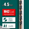 KRAFTOOL COBALT 4.5 х80мм, Сверло по металлу HSS-Co(8%) , сталь М42(S2-10-1-8) ( 29656-4.5 )
