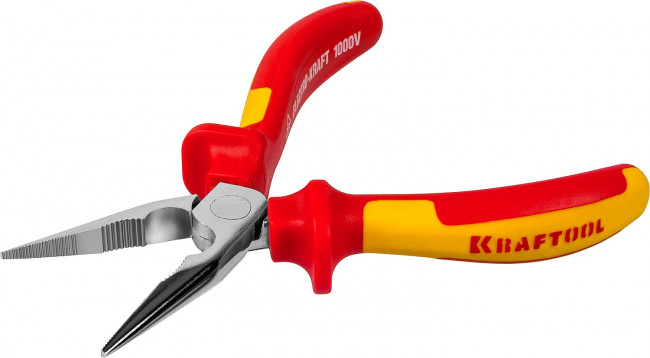 Тонкогубцы "ELECTRO-KRAFT", Cr-Mo сталь, двухкомпонентная маслобензостойкая рукоятка, хромированное покрытие, 160мм. KRAFTOOL 2202-3-16,  ( 2202-3-16_z01 )
