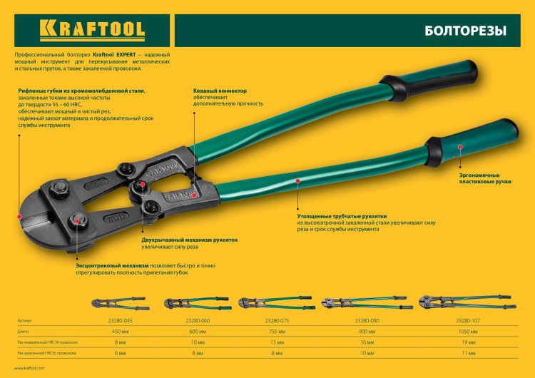 Болторез "Kayman", губки - хромомолибденовая сталь, 750 мм, KRAFTOOL,  ( 23280-075 )