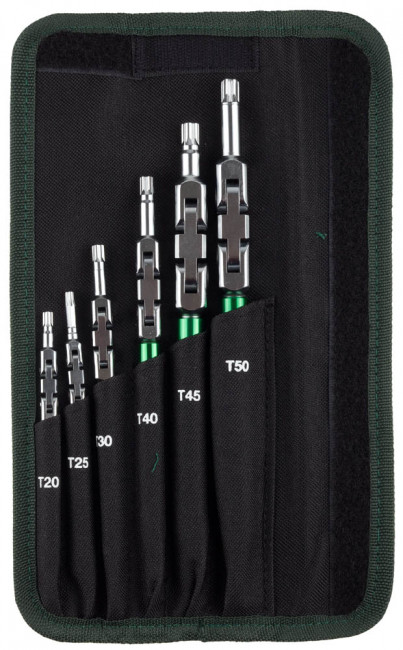 Набор ключей имбусовых KRAFTOOL "INDUSTRIE", Cr-Mo сталь(S2), шарнирная конструкция, TORX, 6шт, в чехле,  ( 27453-H6 )