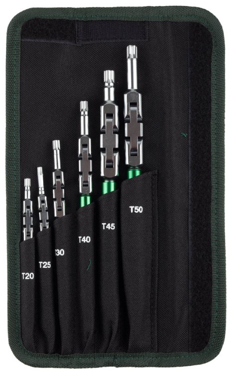 Набор ключей имбусовых KRAFTOOL "INDUSTRIE", Cr-Mo сталь(S2), шарнирная конструкция, TORX, 6шт, в чехле,  ( 27453-H6 )