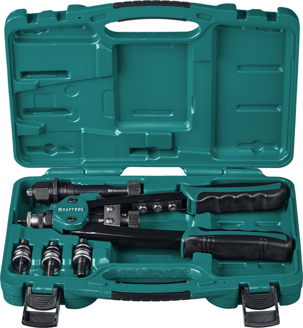 KRAFTOOL "Combo2-M10" заклепочник комбинированный компактный двуручный в кейсе, заклепки 3.2-6.4 мм, М5-М10, ( 31181 )