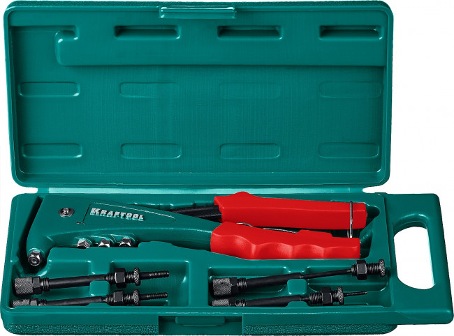 KRAFTOOL "Combo2-M6" заклепочник комбинированный в кейсе, заклепки 2.4-4.8 мм, М3-М6, литой корпус, ( 31180 )