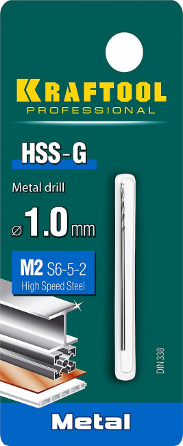 KRAFTOOL HSS-G 1.0 х40мм, Сверло по металлу HSS-G, сталь М2(S6-5-2) ( 29651-1 )
