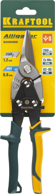 KRAFTOOL Ножницы по металлу Alligator, прямые, Cr-Mo, 260 мм,  ( 2328-S )