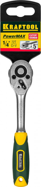 Трещотка для торцовых головок KRAFTOOL "EXPERT", Сr-V сталь, 72 зубца, 1/4",  ( 27791-1/4_z02 )