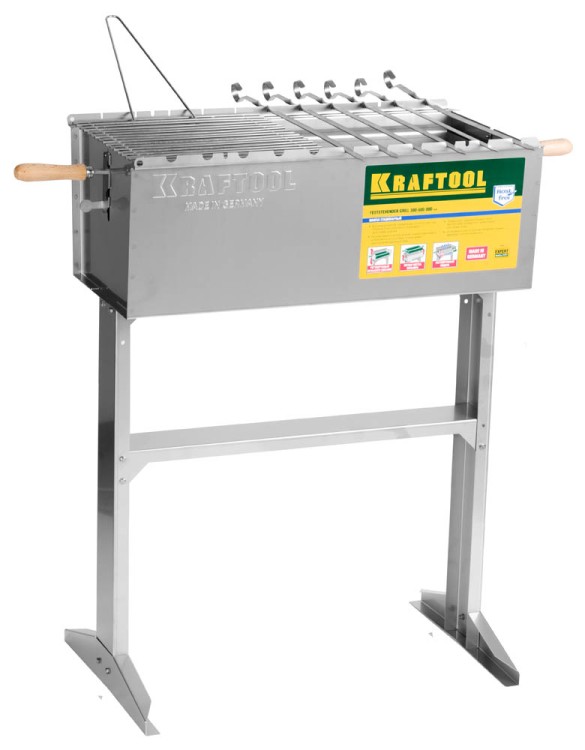Мангал KRAFTOOL "EXPERT" стационарный, 6 шампуров, 1 решетка, поддон для угля, 300x600x800мм,  ( 68320 )