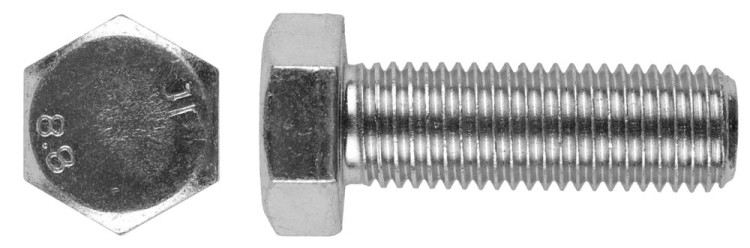 Болт с шестигранной головкой, DIN 933, M20x60мм, 10шт, кл. пр. 8.8, оцинкованный, KRAFTOOL,  ( 303074-20-060 )