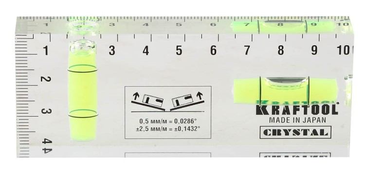 Уровень KRAFTOOL "PRO" "CRYSTAL" 2 ампулы, 40х100мм ,  ( 1-34865-040 )