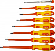 Набор высоковольтных отверток "Х-Drive ELECTRO", SL: 2,5, 4; 5,5; 6,5, PH: № 0, 1, 2, пробник, до 1000В, KRAFTOOL,  ( 250088-H8 )