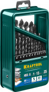 KRAFTOOL HSS-G 25шт(1-13мм), Набор сверл по металлу HSS-G, сталь М2(S6-5-2) ( 29651-H25 ) KRAFTOOL HSS-G 25шт(1-13мм), Набор сверл по металлу HSS-G, сталь М2(S6-5-2) ( 29651-H25 )