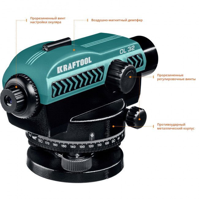 Оптический нивелир OL-32 увеличение 32Х рабочий диапазон 122 м, KRAFTOOL,  ( 34520 )