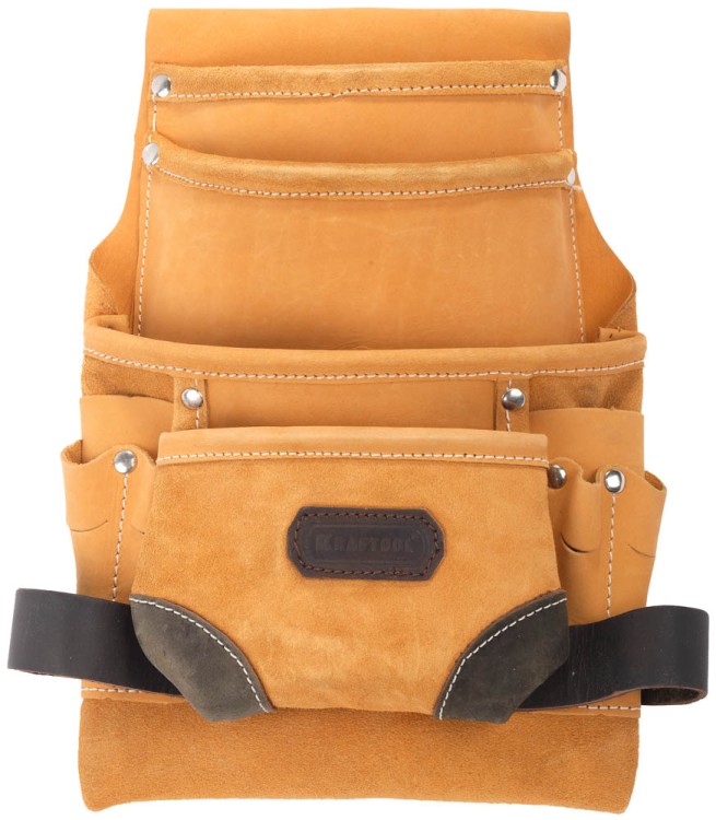 Сумка KRAFTOOL поясная для инструментов, натуральная кожа, 10 карманов  ,  ( 1-38531 )