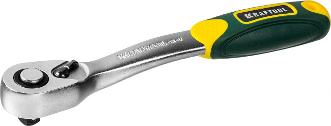 Трещотка для торцовых головок KRAFTOOL "PRO", Сr-V сталь, 72 зубца, изогнутая, 1/4",  ( 27795-1/4_z02 )