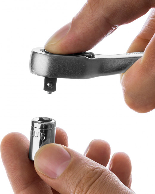 Трещотка для торцовых головок KRAFTOOL "PRO", Сr-V сталь, 72 зубца, изогнутая, 1/4",  ( 27795-1/4_z02 )