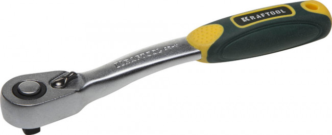 Трещотка для торцовых головок KRAFTOOL "PRO", Сr-V сталь, 72 зубца, изогнутая, 1/4",  ( 27795-1/4_z02 )