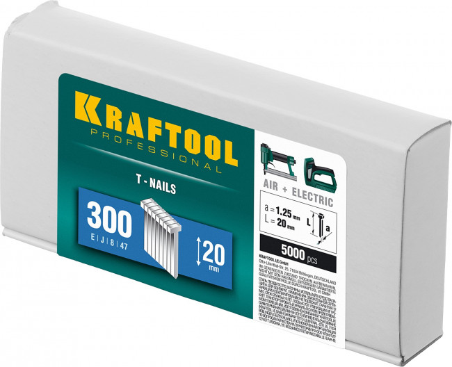KRAFTOOL 20  мм гвозди  для нейлера тип 300, 5000 шт,  ( 31785-20 )