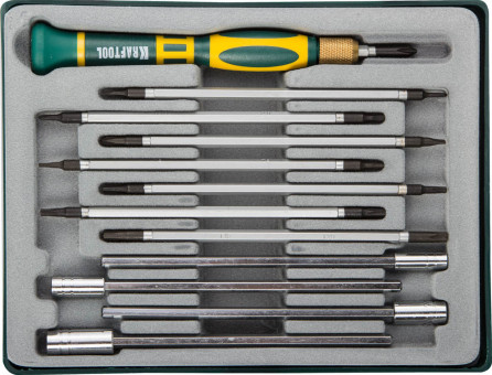 X-Turbo отвертка для точных работ со сменными стержнями и головками 12 предм., KRAFTOOL,  ( 25611-H12 ) X-Turbo отвертка для точных работ со сменными стержнями и головками 12 предм., KRAFTOOL,  ( 25611-H12 )