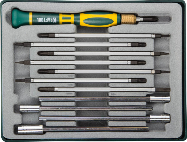 X-Turbo отвертка для точных работ со сменными стержнями и головками 12 предм., KRAFTOOL, ( 25611-H12 ) X-Turbo отвертка для точных работ со сменными стержнями и головками 12 предм., KRAFTOOL, ( 25611-H12 )