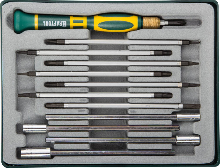 X-Turbo отвертка для точных работ со сменными стержнями и головками 12 предм., KRAFTOOL,  ( 25611-H12 )