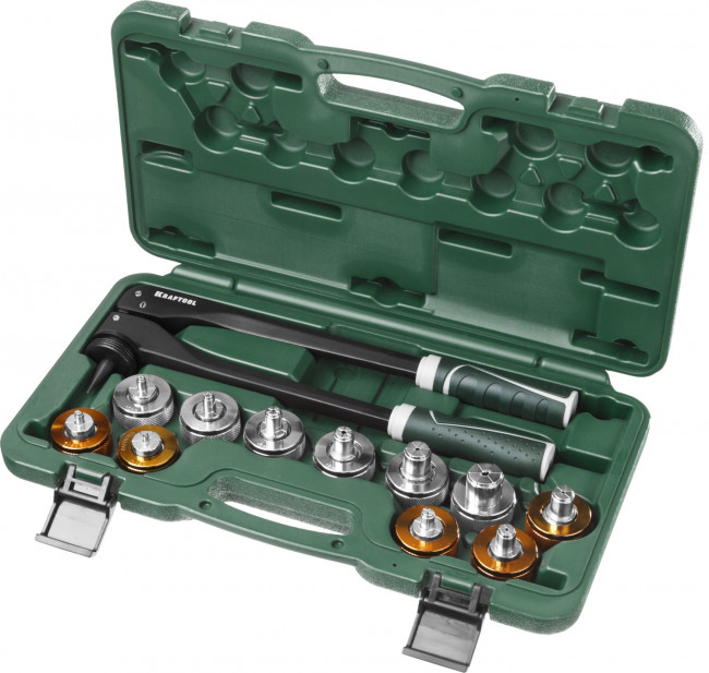 Расширитель-калибратор KRAFTOOL для муфт под пайку труб из цв мет d 10,12,15,18,22,28мм, 1/4",3/8",1/2",5/8",3/4", бокс,  ( 23650-H12 )