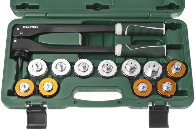 Расширитель-калибратор KRAFTOOL для муфт под пайку труб из цв мет d 10,12,15,18,22,28мм, 1/4",3/8",1/2",5/8",3/4", бокс,  ( 23650-H12 )