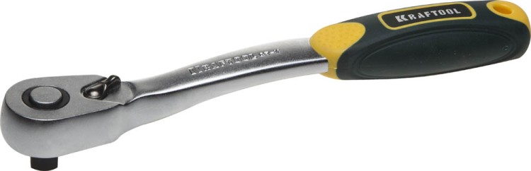 Трещотка для торцовых головок KRAFTOOL "PRO", Сr-V сталь, 72 зубца, изогнутая, 3/8",  ( 27795-3/8_z02 )