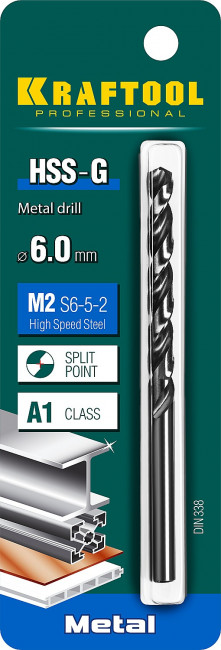 KRAFTOOL HSS-G 6.0 х93мм, Сверло по металлу HSS-G, сталь М2(S6-5-2) ( 29651-6 ) KRAFTOOL HSS-G 6.0 х93мм, Сверло по металлу HSS-G, сталь М2(S6-5-2) ( 29651-6 )