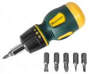 Набор KRAFTOOL "EXPERT" Отвертка реверсивная, с Cr-V битами, SL: 3; 5; 6 мм, PH № 1; 2; 3,двухкомпонентная рукоятка,7предметов,  ( 26190-H7 )