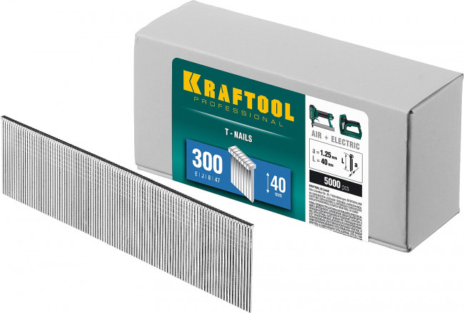 KRAFTOOL 40  мм гвозди  для нейлера тип 300, 5000 шт,  ( 31785-40 )
