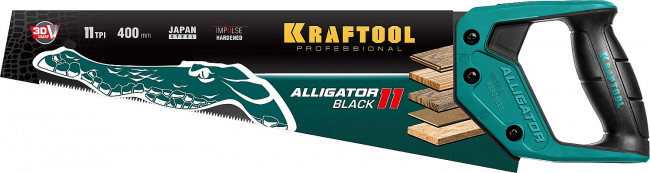 Ножовка для точного реза "Alligator BLACK", 400 мм, 11 TPI 3D зуб, KRAFTOOL ( 15205-40 ) Ножовка для точного реза "Alligator BLACK", 400 мм, 11 TPI 3D зуб, KRAFTOOL ( 15205-40 )