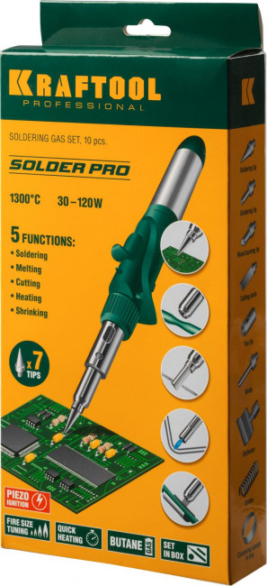 Набор KRAFTOOL "PRO": Паяльник газовый, 3в1, пьезоподжиг, 5 насадок, припой, защитный колпачок, чистка жал, 1300С ( 55503-H10 ) Набор KRAFTOOL "PRO": Паяльник газовый, 3в1, пьезоподжиг, 5 насадок, припой, защитный колпачок, чистка жал, 1300С ( 55503-H10 )