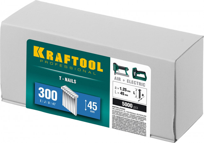 KRAFTOOL 45  мм гвозди  для нейлера тип 300, 5000 шт,  ( 31785-45 )