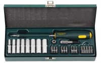 Набор KRAFTOOL "INDUSTRIE" Отвертка с гибким валом с битами и торцовыми головками 1/4", 25 предметов,  ( 27970-H25 )
