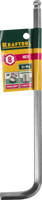 Ключ KRAFTOOL "INDUSTRIE" имбусовый, длинный c шариком, Cr-Mo, хромосатинированное покрытие, HEX 8 ,  ( 27437-8 )