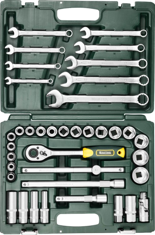 Набор KRAFTOOL "EXPERT QUALITAT": Торцовые головки "SUPER LOCK" с присоединит квадратом, 1/2", 38 предметов,  ( 27886-H38_z02 )